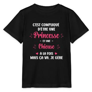 C est compliqué princesse et Chieuse - T-shirt bio MINI CREATOR Stanley/Stella Enfant - noir - Devant - Mikhail (115cm)