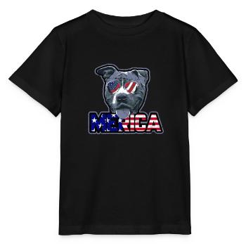 Merica - Amerikanischer Pitbull - Stanley/Stella Kinder T-Shirt MINI CREATOR  - Schwarz - Vorne - Mikhail (115cm)