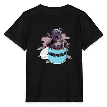Antidepressant - grey pitbull - Stanley/Stella MINI CREATOR Kids’ T-Shirt - black - Front - Mikhail (115cm)
