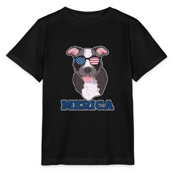 Merica - Pitbullhund - Stanley/Stella Kinder T-Shirt MINI CREATOR  - Schwarz - Vorne - Mikhail (115cm)