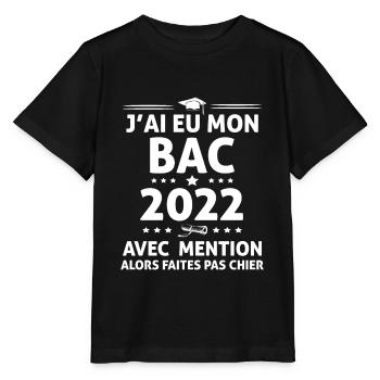 Ideé Cadeau Bachelier Bachelière Bac 2022 humour - T-shirt bio MINI CREATOR Stanley/Stella Enfant - noir - Devant - Mikhail (115cm)