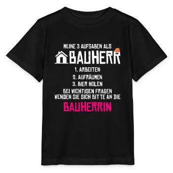 Meine Aufgaben als Bauherr - Stanley/Stella Kinder T-Shirt MINI CREATOR  - Schwarz - Vorne - Mikhail (115cm)