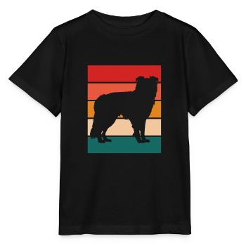 Border collie silhoutte avec couleur rétro - T-shirt bio MINI CREATOR Stanley/Stella Enfant - noir - Devant - Mikhail (115cm)