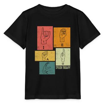 Speech Language Pathologist Speech Therapy ASL - Stanley/Stella Kinder T-Shirt MINI CREATOR  - Schwarz - Vorne - Mikhail (115cm)