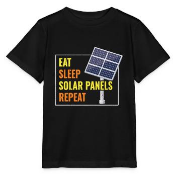 Eat Sleep Solar Panels Photovoltaik - Stanley/Stella Kinder T-Shirt MINI CREATOR  - Schwarz - Vorne - Mikhail (115cm)