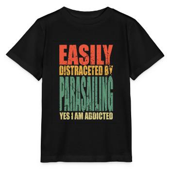 Parachute ascensionnel Dire drôle - T-shirt bio MINI CREATOR Stanley/Stella Enfant - noir - Devant - Mikhail (115cm)
