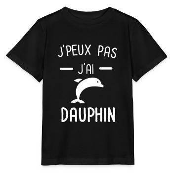 Je peux pas j'ai dauphin animal - T-shirt bio MINI CREATOR Stanley/Stella Enfant - noir - Devant - Mikhail (115cm)