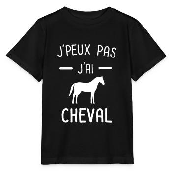 Je peux pas j'ai cheval - T-shirt bio MINI CREATOR Stanley/Stella Enfant - noir - Devant - Mikhail (115cm)