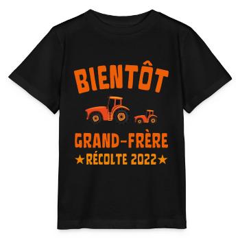 Bientôt Grand Frère Récolte 2022 Tracteur - T-shirt bio MINI CREATOR Stanley/Stella Enfant - noir - Devant - Mikhail (115cm)