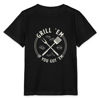 Funny Grilling Meat Party For A Grillmaster - Stanley/Stella MINI CREATOR Kids’ T-Shirt - black - Front - Mikhail (115cm)