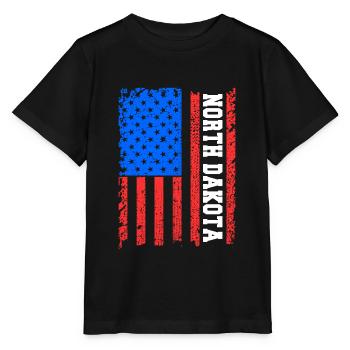 North Dakota Usa Flag Gift - Stanley/Stella MINI CREATOR Kids’ T-Shirt - black - Front - Mikhail (115cm)