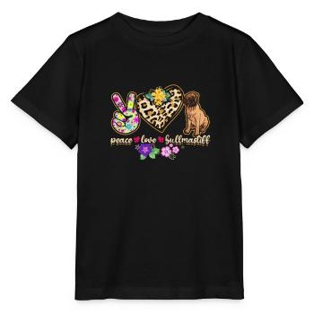 Peace Love Bullmastiff - dogue italien - T-shirt bio MINI CREATOR Stanley/Stella Enfant - noir - Devant - Mikhail (115cm)