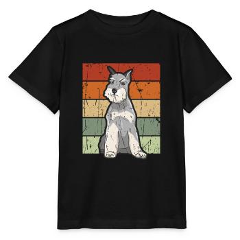 Schnauzer silhoutte avec fond de couleur rétro - - T-shirt bio MINI CREATOR Stanley/Stella Enfant - noir - Devant - Mikhail (115cm)
