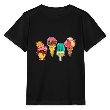 Kawaii Eiscreme Eis Wassereis Ice Cream Eisdiele - Stanley/Stella Kinder T-Shirt MINI CREATOR  - Schwarz - Vorne - Mikhail (115cm)