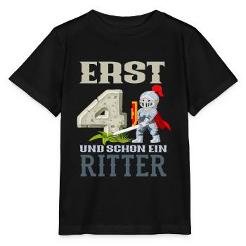 Ritter 4. Geburtstag Jungs Geschenk - Stanley/Stella Kinder T-Shirt MINI CREATOR  - Schwarz - Vorne - Mikhail (115cm)