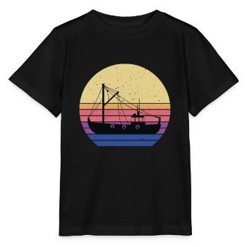 Cutter de pêche Retro Design - T-shirt bio MINI CREATOR Stanley/Stella Enfant - noir - Devant - Mikhail (115cm)