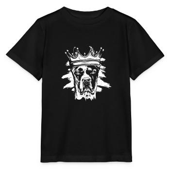 Grand chien danois portant une couronne - grand amoureux des danois - T-shirt bio MINI CREATOR Stanley/Stella Enfant - noir - Devant - Mikhail (115cm)