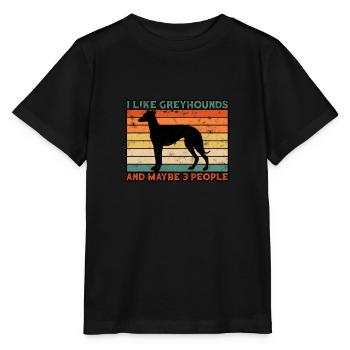 I ike greyhounds and maybe 3 people - greyhound - Stanley/Stella MINI CREATOR Kids’ T-Shirt - black - Front - Mikhail (115cm)