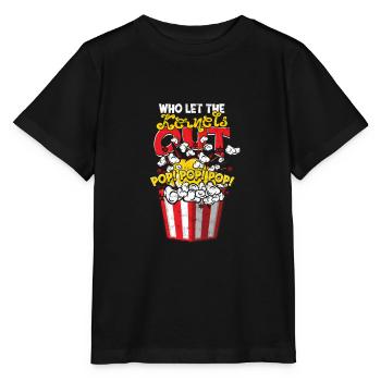 Who Let The Kernels Out Pop Pop Pop - salty - Stanley/Stella MINI CREATOR Kids’ T-Shirt - black - Front - Mikhail (115cm)