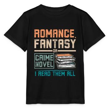 Lecture de romans d’amour, de fantasy ou de romans policiers - T-shirt bio MINI CREATOR Stanley/Stella Enfant - noir - Devant - Mikhail (115cm)