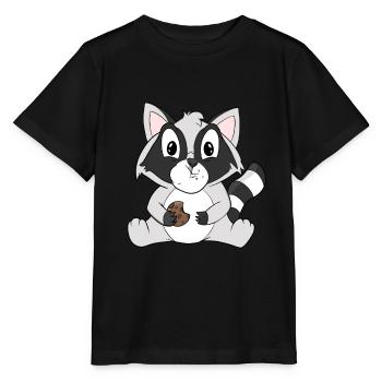 Waschbär mit Keks - Stanley/Stella Kinder T-Shirt MINI CREATOR  - Schwarz - Vorne - Mikhail (115cm)