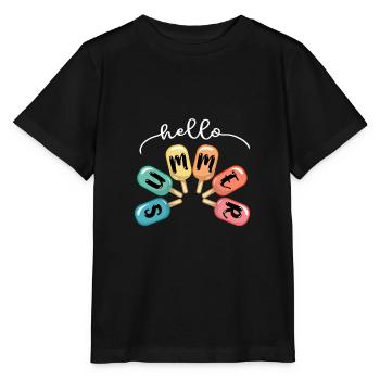 Hello Summer Eiscreme Eis Essen Sommen Eisdiele - Stanley/Stella Kinder T-Shirt MINI CREATOR  - Schwarz - Vorne - Mikhail (115cm)