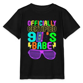 Fête des années 90 années 90 - T-shirt bio MINI CREATOR Stanley/Stella Enfant - noir - Devant - Mikhail (115cm)