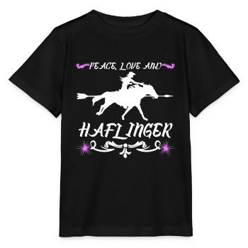 Haflinger Pferd - Stanley/Stella Kinder T-Shirt MINI CREATOR  - Schwarz - Vorne - Mikhail (115cm)