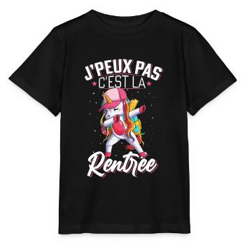 J'Peux Pas C'est La Rentrée Cadeau Licorne - T-shirt bio MINI CREATOR Stanley/Stella Enfant - noir - Devant - Mikhail (115cm)