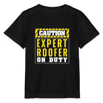 Caution Funny Roofing Construction For A Roof - Stanley/Stella MINI CREATOR Kids’ T-Shirt - black - Front - Mikhail (115cm)