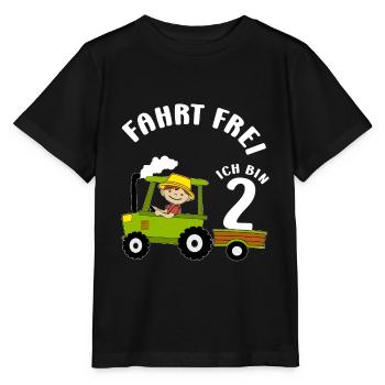 Tracteur Motif d’anniversaire 2 ans Garçon Cadeau - T-shirt bio MINI CREATOR Stanley/Stella Enfant - noir - Devant - Mikhail (115cm)