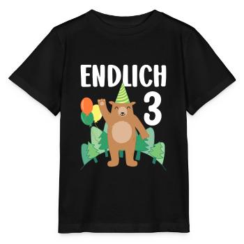 3rd Birthday Party Bear Motif Boy Gift - Stanley/Stella MINI CREATOR Kids’ T-Shirt - black - Front - Mikhail (115cm)
