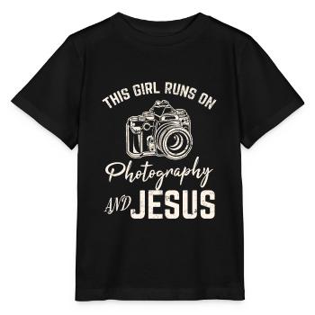 Cette fille court sur la photographie et la photographie de Jésus - T-shirt bio MINI CREATOR Stanley/Stella Enfant - noir - Devant - Mikhail (115cm)