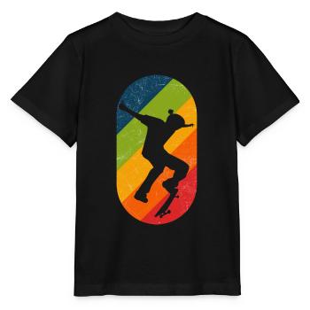 Skateboard Retro Kickflip Distressed - Stanley/Stella Kinder T-Shirt MINI CREATOR  - Schwarz - Vorne - Mikhail (115cm)