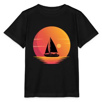 Yacht Im Sonnenuntergang-segelboot - Stanley/Stella Kinder T-Shirt MINI CREATOR  - Schwarz - Vorne - Mikhail (115cm)