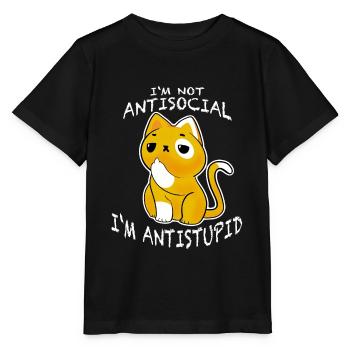 i´m not antisocial i´m antistupid sarkastische - Stanley/Stella Kinder T-Shirt MINI CREATOR  - Schwarz - Vorne - Mikhail (115cm)