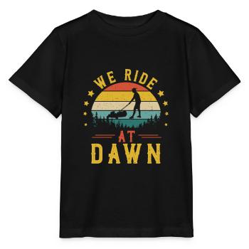 We Ride At Dawn Vintage Rasenmäher Gartenarbeit - Stanley/Stella Kinder T-Shirt MINI CREATOR  - Schwarz - Vorne - Mikhail (115cm)