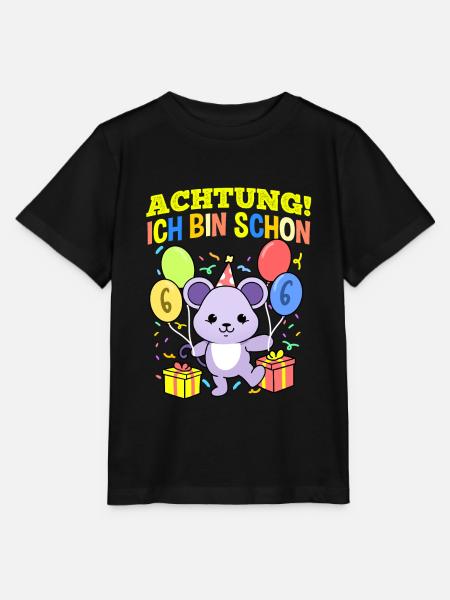 Achtung Ich Bin Schon 6 Geburtstag Maus - Stanley/Stella Kinder T-Shirt MINI CREATOR  - Schwarz