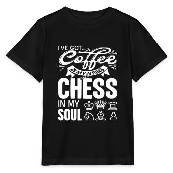 I've Got Coffee In My Veins & Chess In My Soul - Stanley/Stella Kinder T-Shirt MINI CREATOR  - Schwarz - Vorne - Mikhail (115cm)