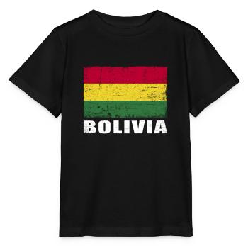 Bolivien Flagge Grunge Bolivien Fahne - Stanley/Stella Kinder T-Shirt MINI CREATOR  - Schwarz - Vorne - Mikhail (115cm)