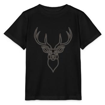 Bois de cerf rouge avec des bois de cerf - T-shirt bio MINI CREATOR Stanley/Stella Enfant - noir - Devant - Mikhail (115cm)