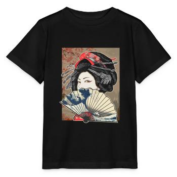 Vintage Cherry Blossom Japon Design Japonais Geisha - T-shirt bio MINI CREATOR Stanley/Stella Enfant - noir - Devant - Mikhail (115cm)
