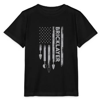 Maurer Usa Flagge Ziegel Mauerwerk - Stanley/Stella Kinder T-Shirt MINI CREATOR  - Schwarz - Vorne - Mikhail (115cm)
