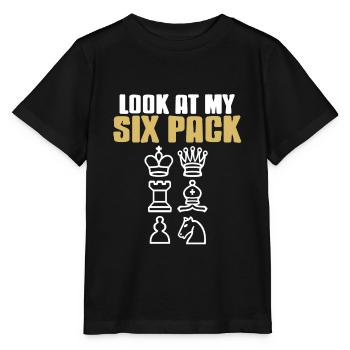Look At My Six Pack Funny Chess Pieces T-Shirt - Stanley/Stella Kinder T-Shirt MINI CREATOR  - Schwarz - Vorne - Mikhail (115cm)