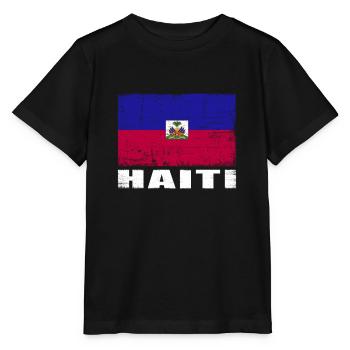 Haiti Flagge Grunge Haiti Fahne - Stanley/Stella Kinder T-Shirt MINI CREATOR  - Schwarz - Vorne - Mikhail (115cm)