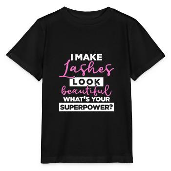 Cosmétologue Lash Artist Quel est votre superpouvoir - T-shirt bio MINI CREATOR Stanley/Stella Enfant - noir - Devant - Mikhail (115cm)