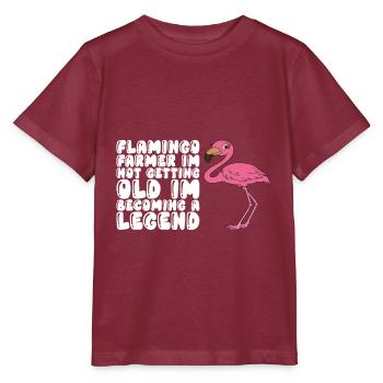 Drôles de graphismes flamants roses - T-shirt bio MINI CREATOR Stanley/Stella Enfant - bordeaux - Devant - Kain (125cm)