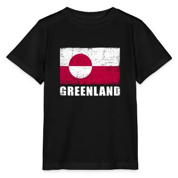 Groenland Flag Grunge Groenland Flag - T-shirt bio MINI CREATOR Stanley/Stella Enfant - noir - Devant - Mikhail (115cm)