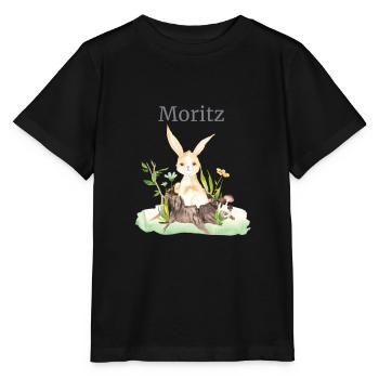 Waldtier Reh Hase Igel Blumen Name Moritz - Stanley/Stella Kinder T-Shirt MINI CREATOR  - Schwarz - Vorne - Mikhail (115cm)