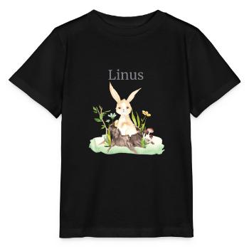 Waldtier Reh Hase Igel Blumen Name Linus - Stanley/Stella Kinder T-Shirt MINI CREATOR  - Schwarz - Vorne - Mikhail (115cm)